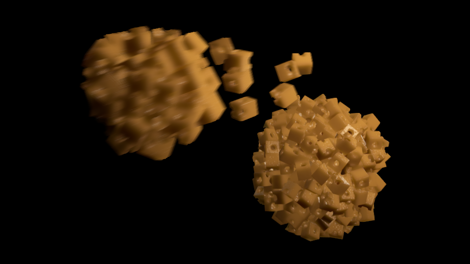 Orbiting cheese cube moon