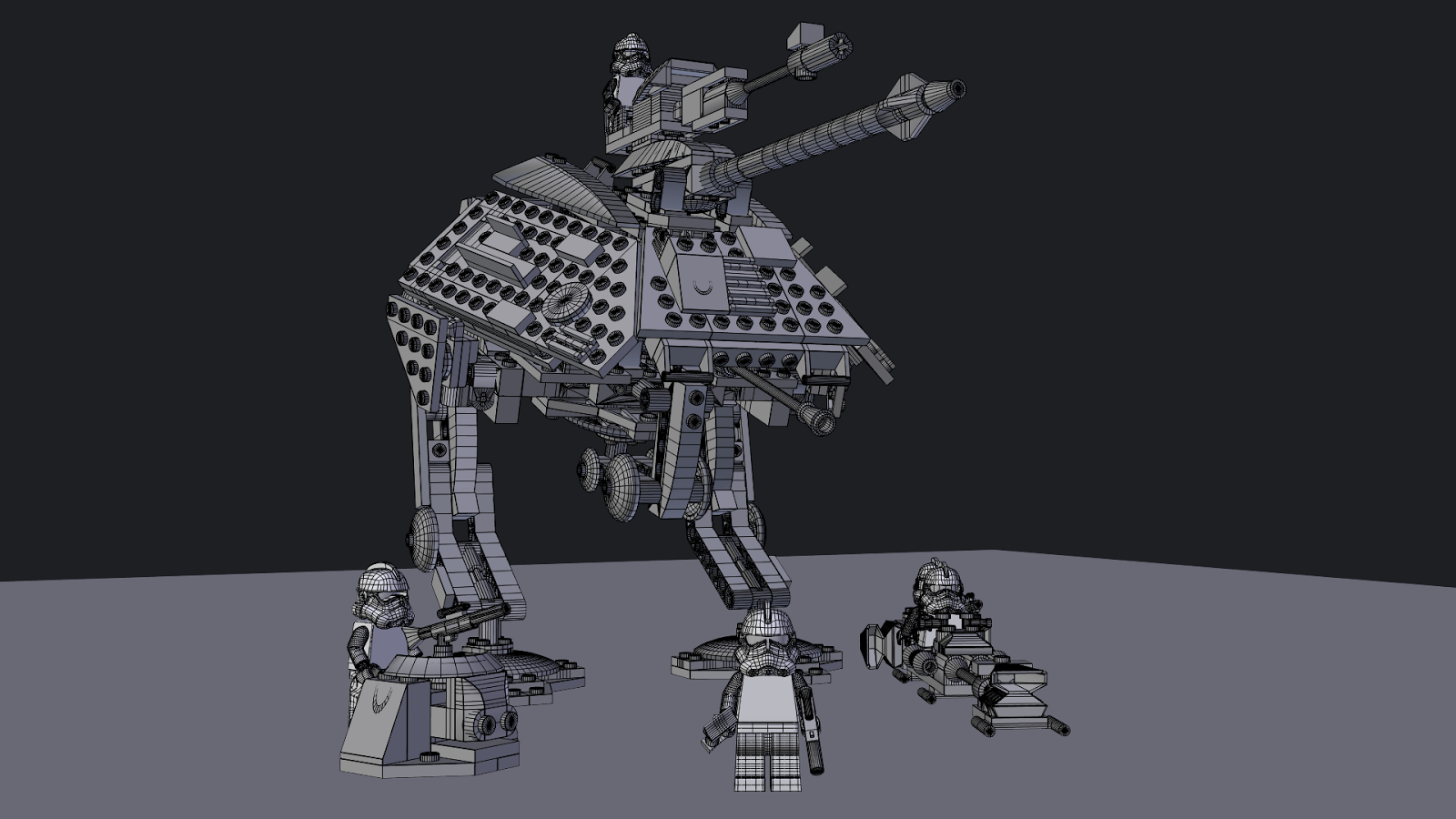 Lego Star Wars at-ap blender wireframe