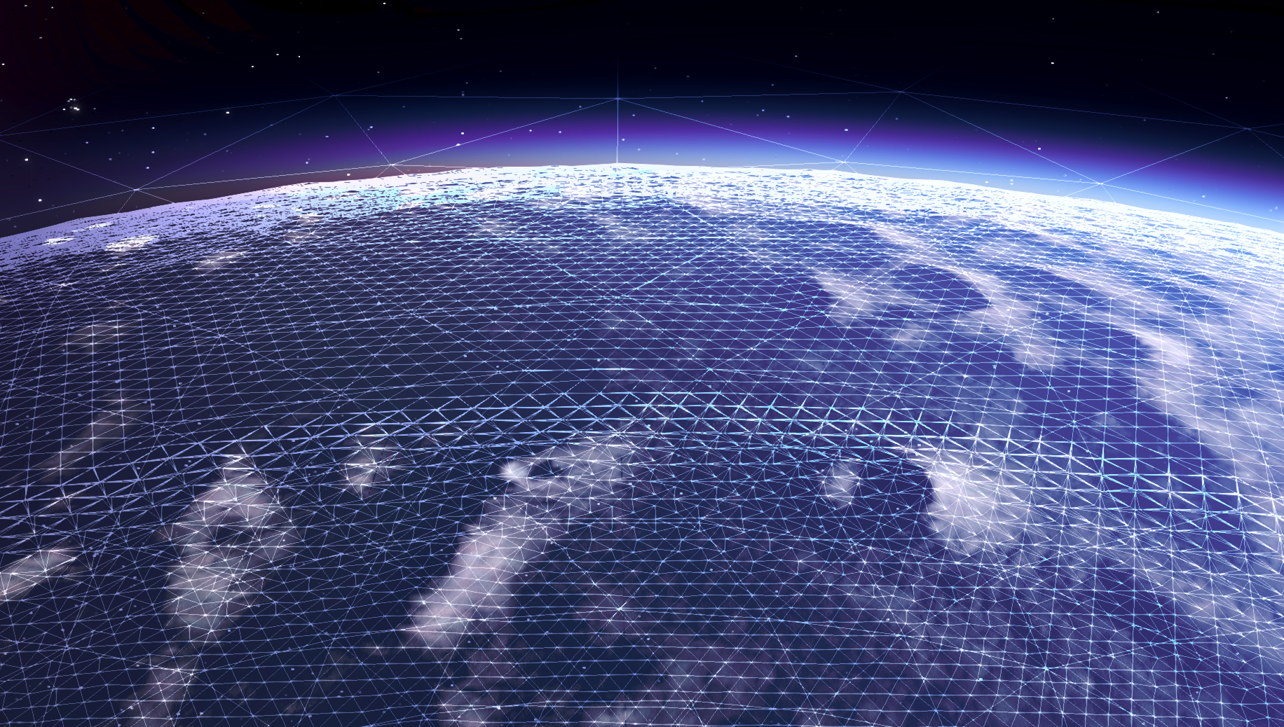 Wireframe render of a planet using Leah Lindner's CDLOD algorithm